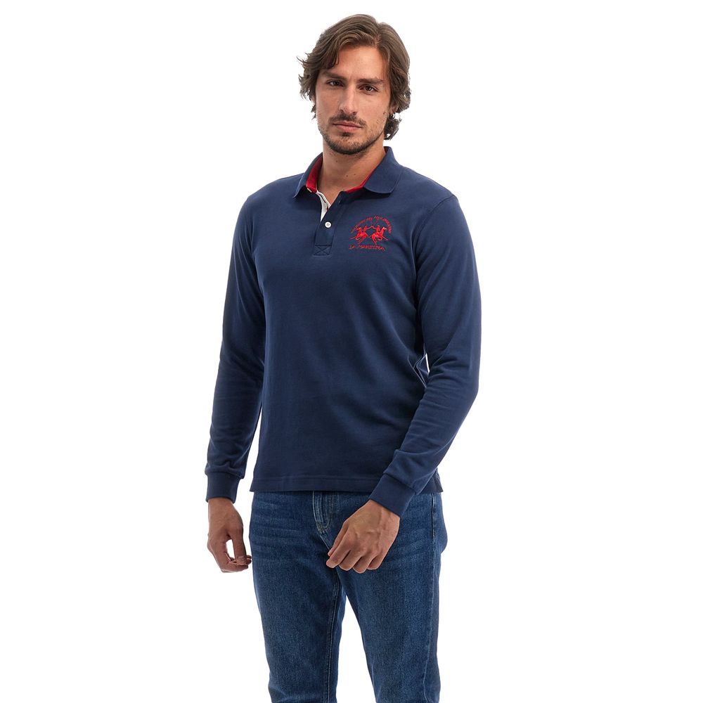 La Martina Blue Cotton Polo Shirt La Martina