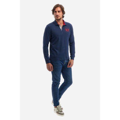 La Martina Blue Cotton Polo Shirt La Martina