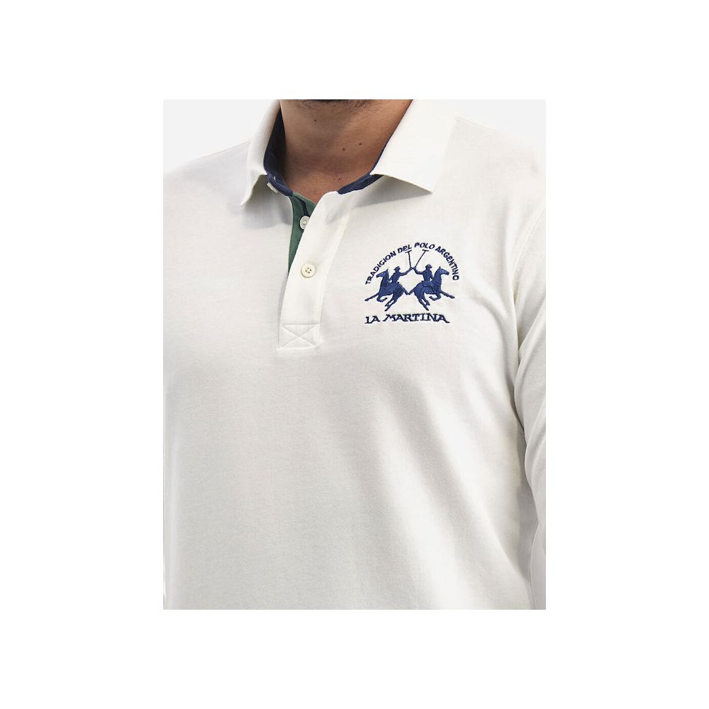 La Martina White Cotton Polo Shirt La Martina