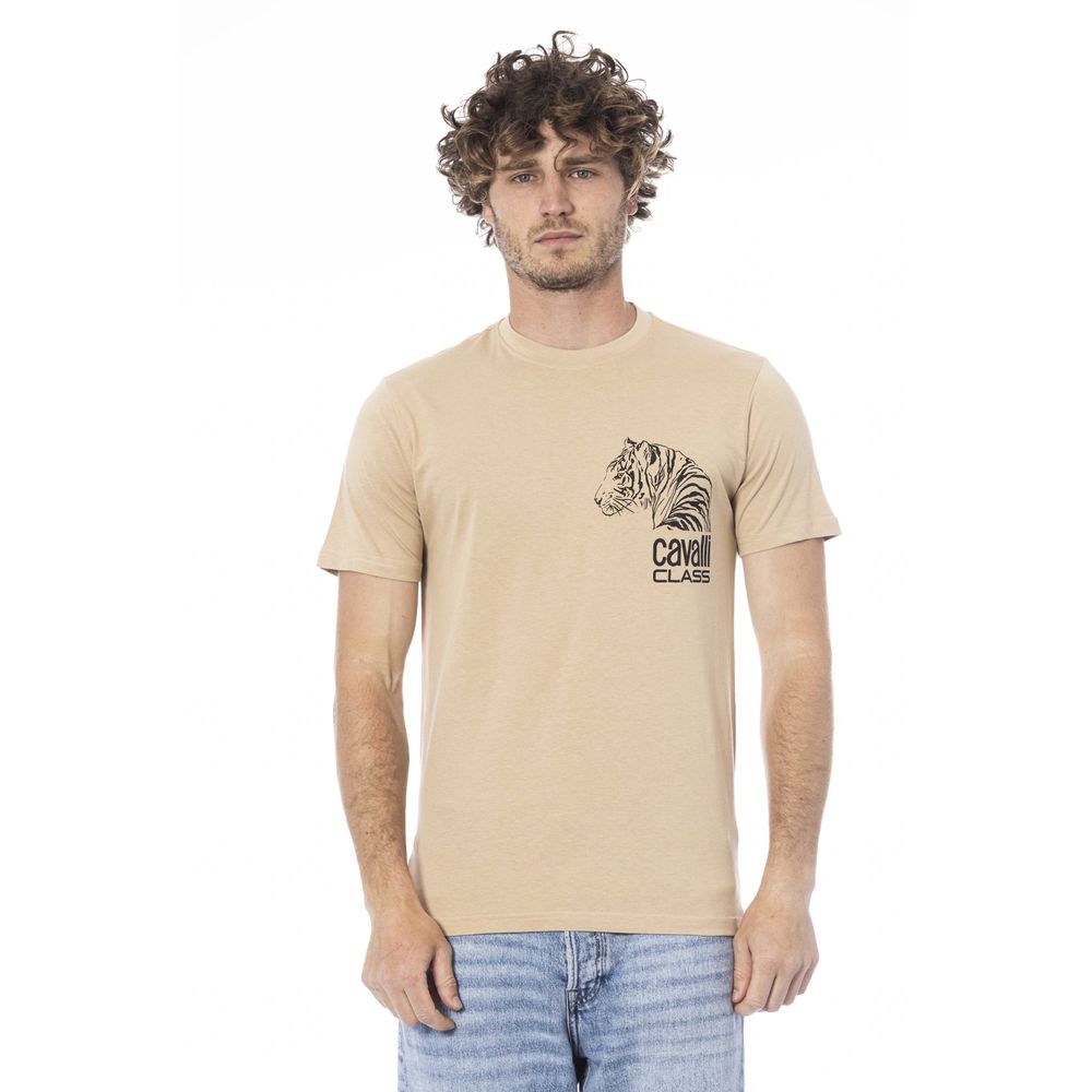 Cavalli Class Beige Cotton Men T-Shirt Cavalli Class