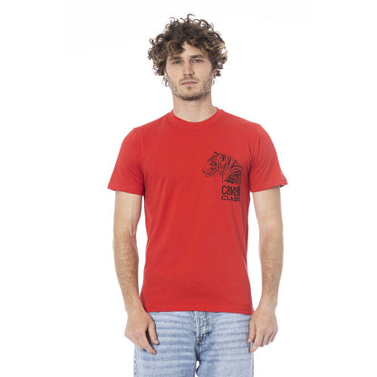 Cavalli Class Red Cotton Men T-Shirt Cavalli Class