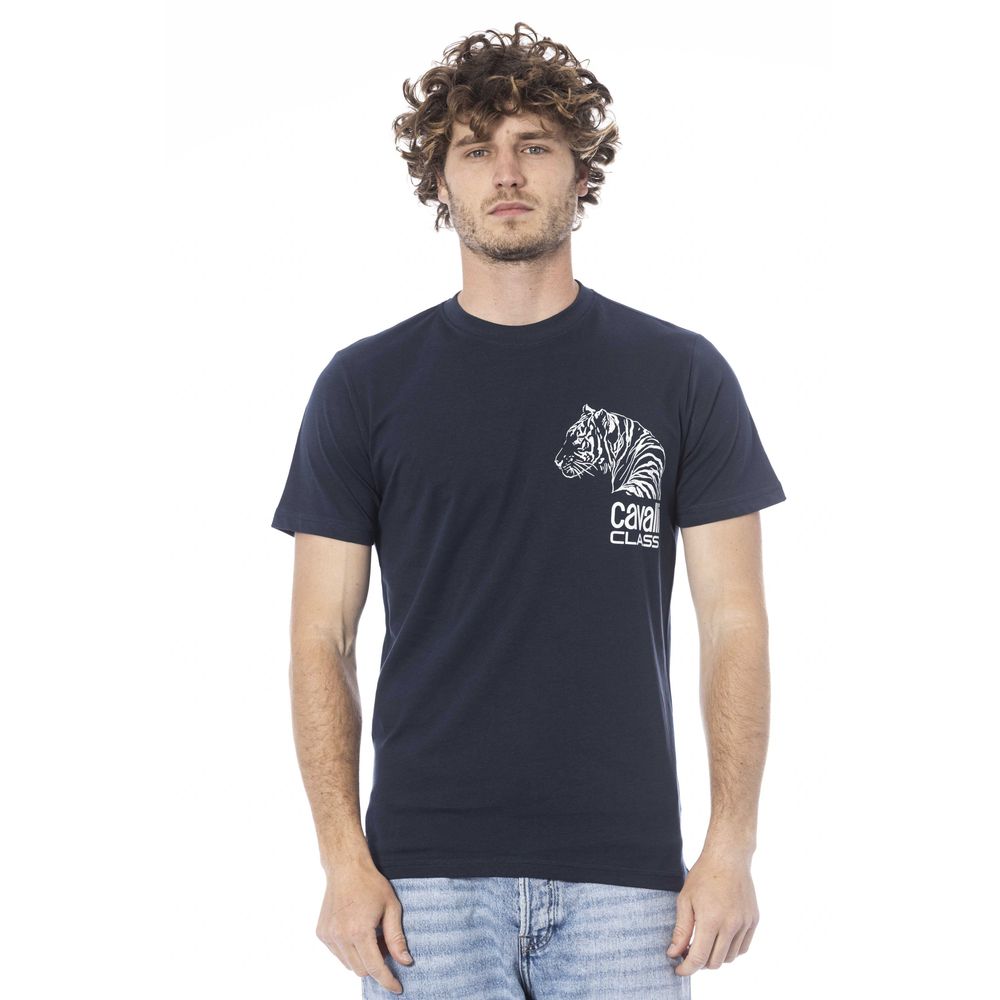 Cavalli Class Blue Cotton Men T-Shirt Cavalli Class