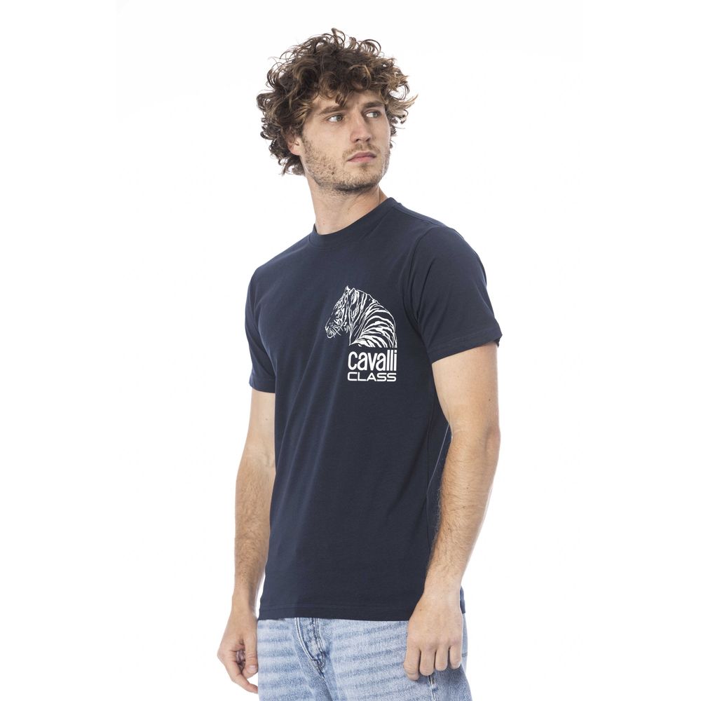 Cavalli Class Blue Cotton Men T-Shirt Cavalli Class