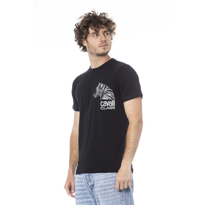 Cavalli Class Black Cotton Men T-Shirt Cavalli Class