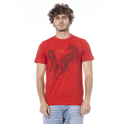 Cavalli Class Red Cotton Men T-Shirt Cavalli Class