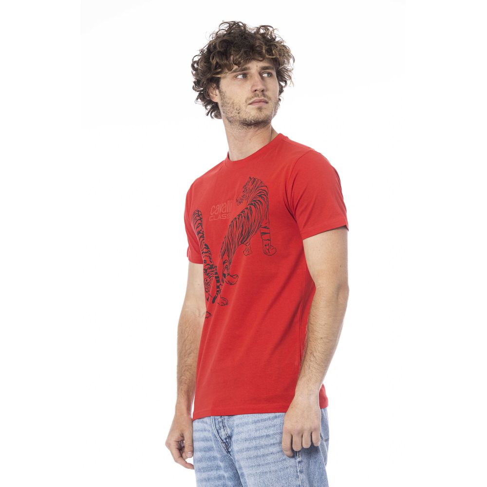 Cavalli Class Red Cotton Men T-Shirt Cavalli Class