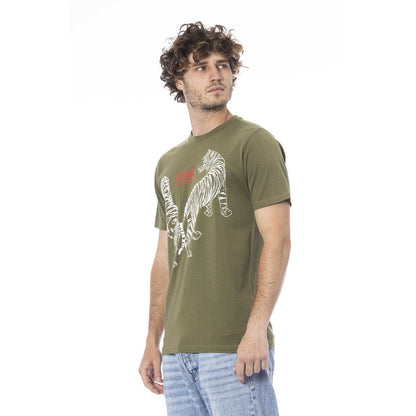 Cavalli Class Green Cotton Men T-Shirt Cavalli Class