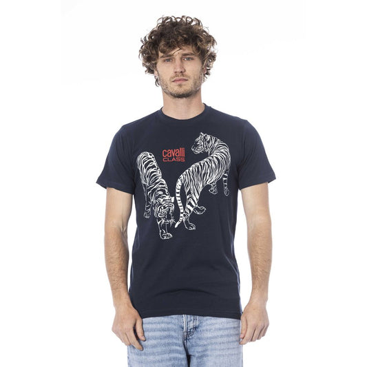 Cavalli Class Blue Cotton Men T-Shirt Cavalli Class