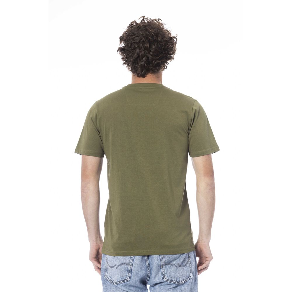 Cavalli Class Green Cotton Men T-Shirt Cavalli Class