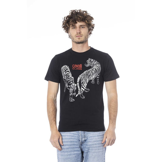 Cavalli Class Black Cotton Men T-Shirt Cavalli Class