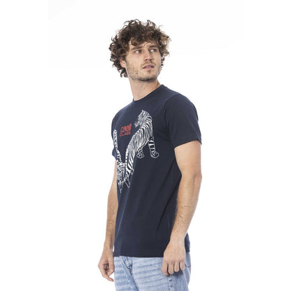 Cavalli Class Blue Cotton Men T-Shirt Cavalli Class