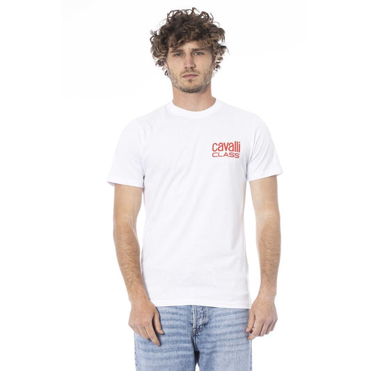 Cavalli Class White Cotton Men T-Shirt Cavalli Class