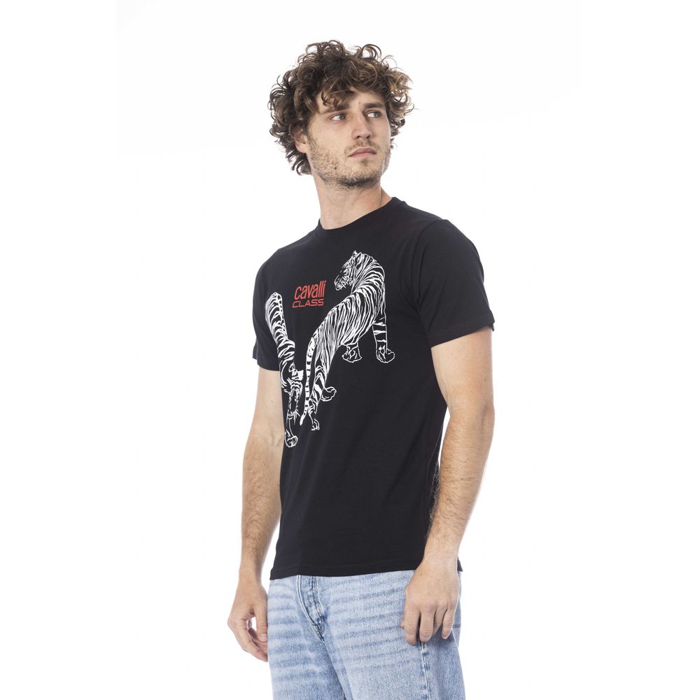 Cavalli Class Black Cotton Men T-Shirt Cavalli Class