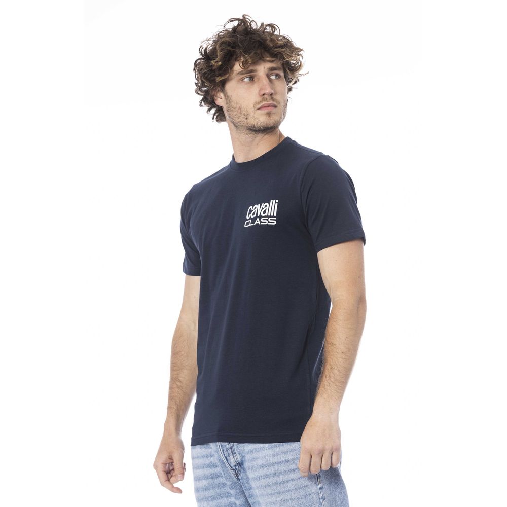 Cavalli Class Blue Cotton Men T-Shirt Cavalli Class