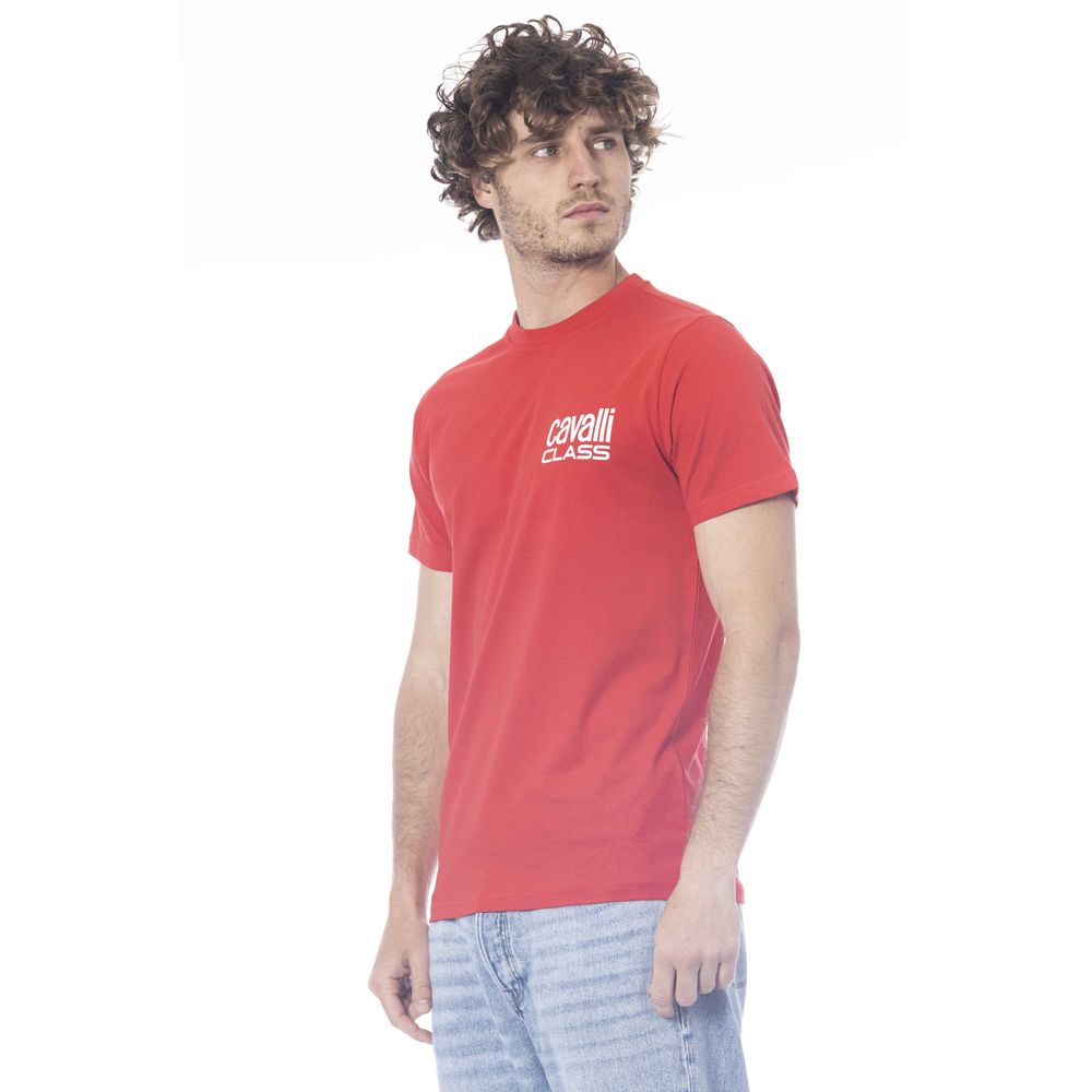 Cavalli Class Red Cotton Men T-Shirt Cavalli Class