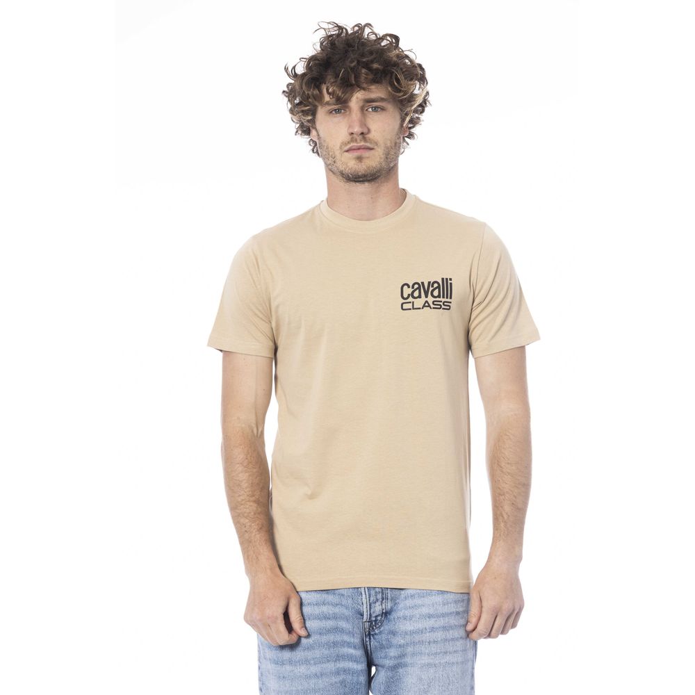 Cavalli Class Beige Cotton Men T-Shirt Cavalli Class