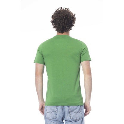 Cavalli Class Green Cotton Men T-Shirt Cavalli Class