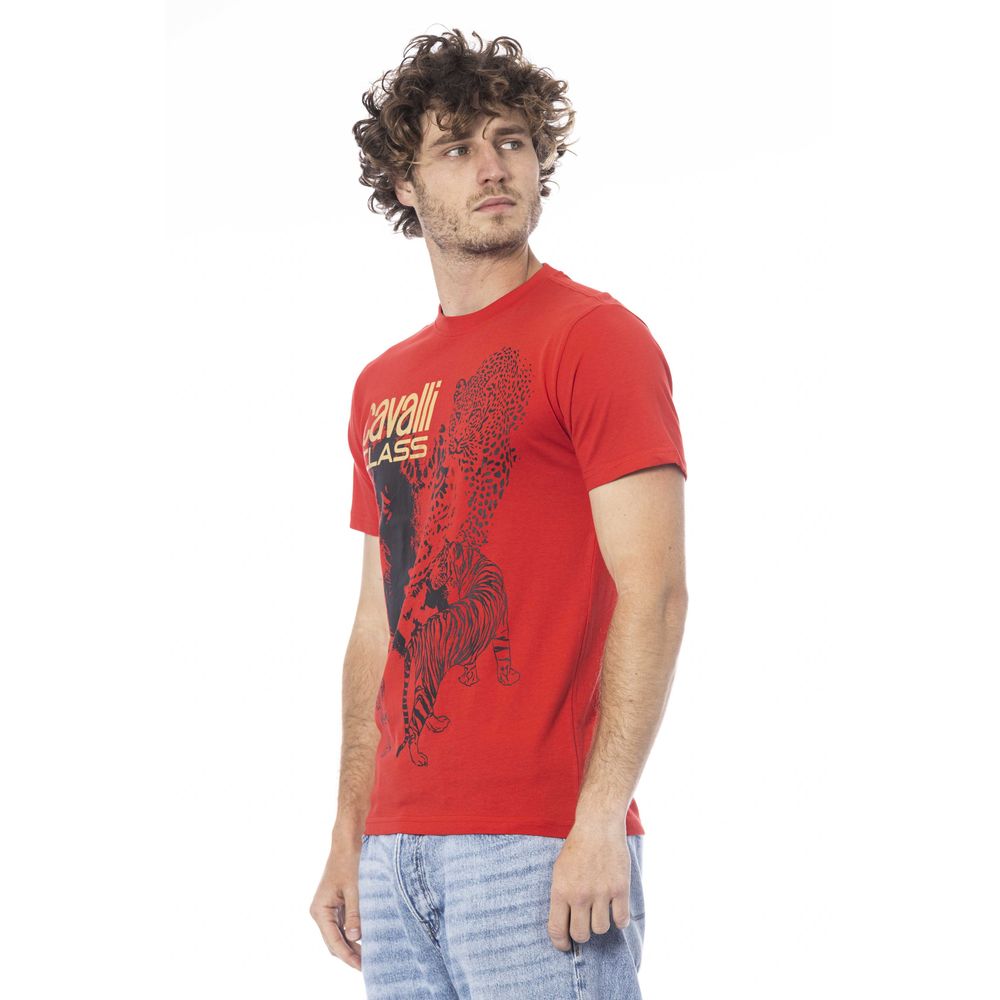 Cavalli Class Red Cotton Men T-Shirt Cavalli Class