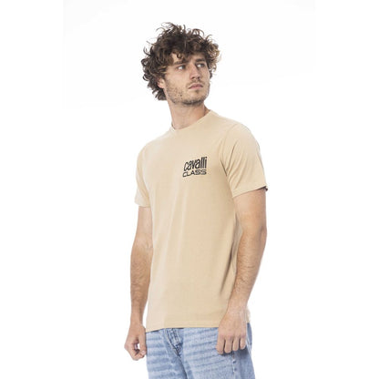 Cavalli Class Beige Cotton Men T-Shirt Cavalli Class