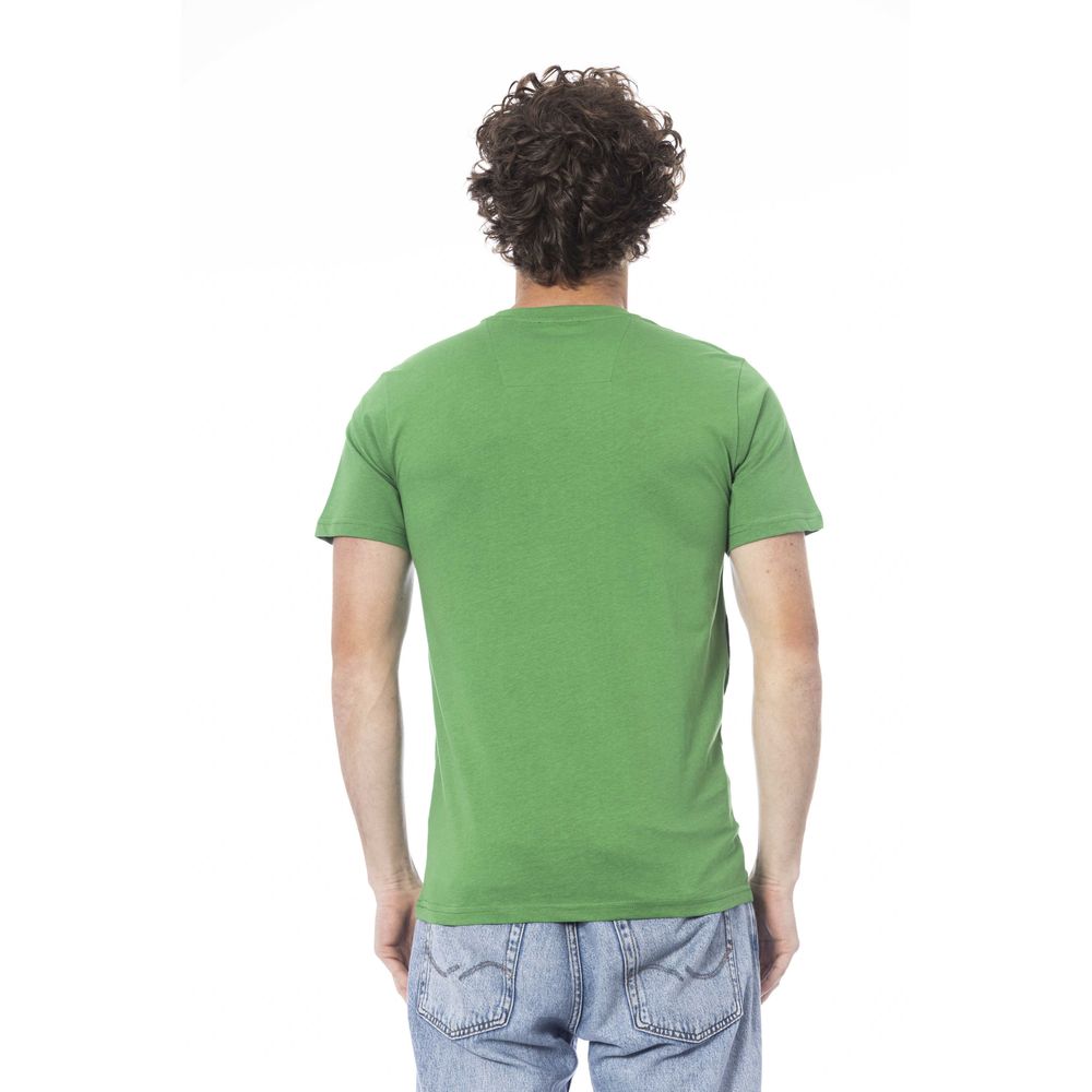 Cavalli Class Green Cotton Men T-Shirt Cavalli Class