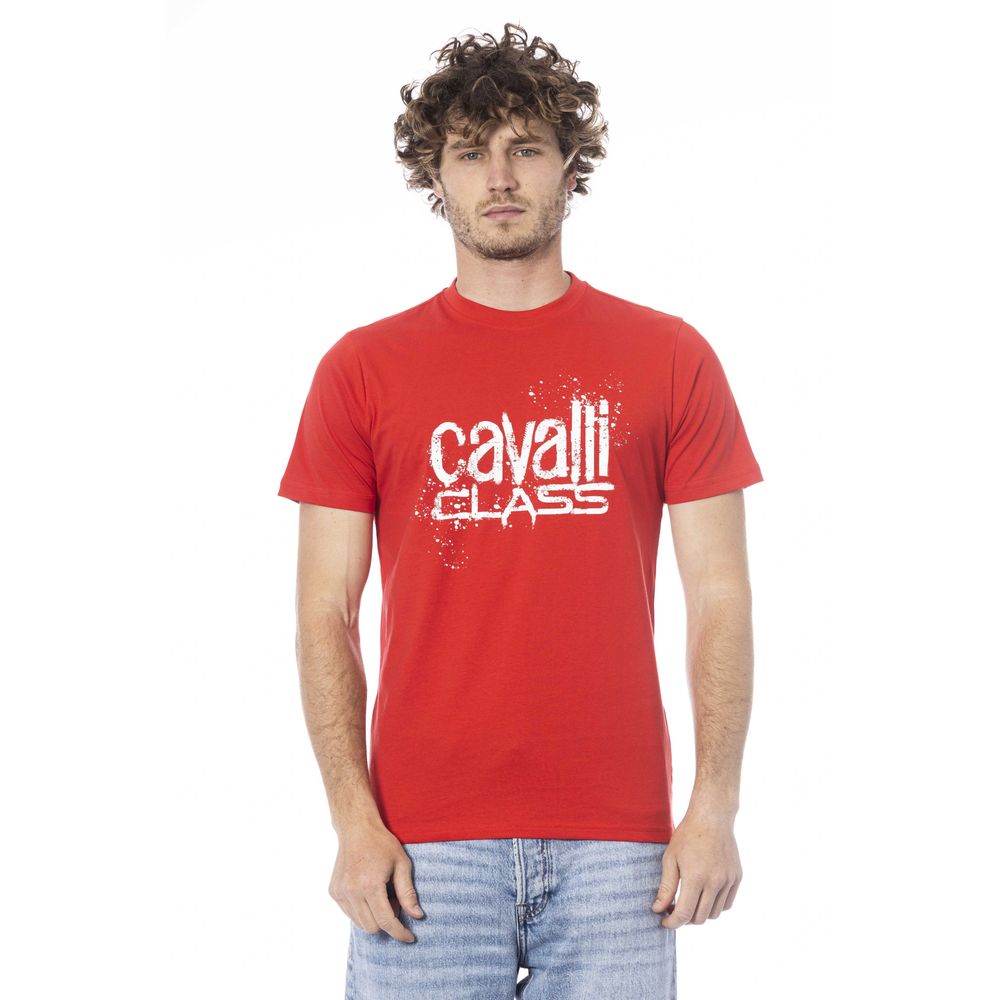 Cavalli Class Red Cotton Men T-Shirt Cavalli Class