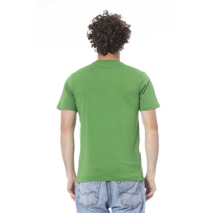 Cavalli Class Green Cotton Men T-Shirt Cavalli Class