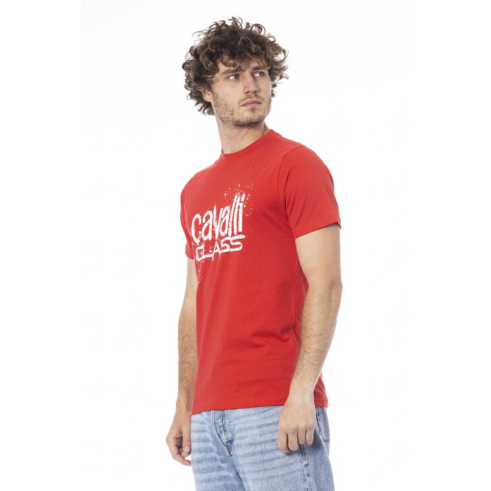 Cavalli Class Red Cotton Men T-Shirt Cavalli Class