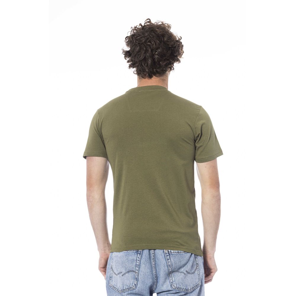 Cavalli Class Green Cotton Men T-Shirt Cavalli Class