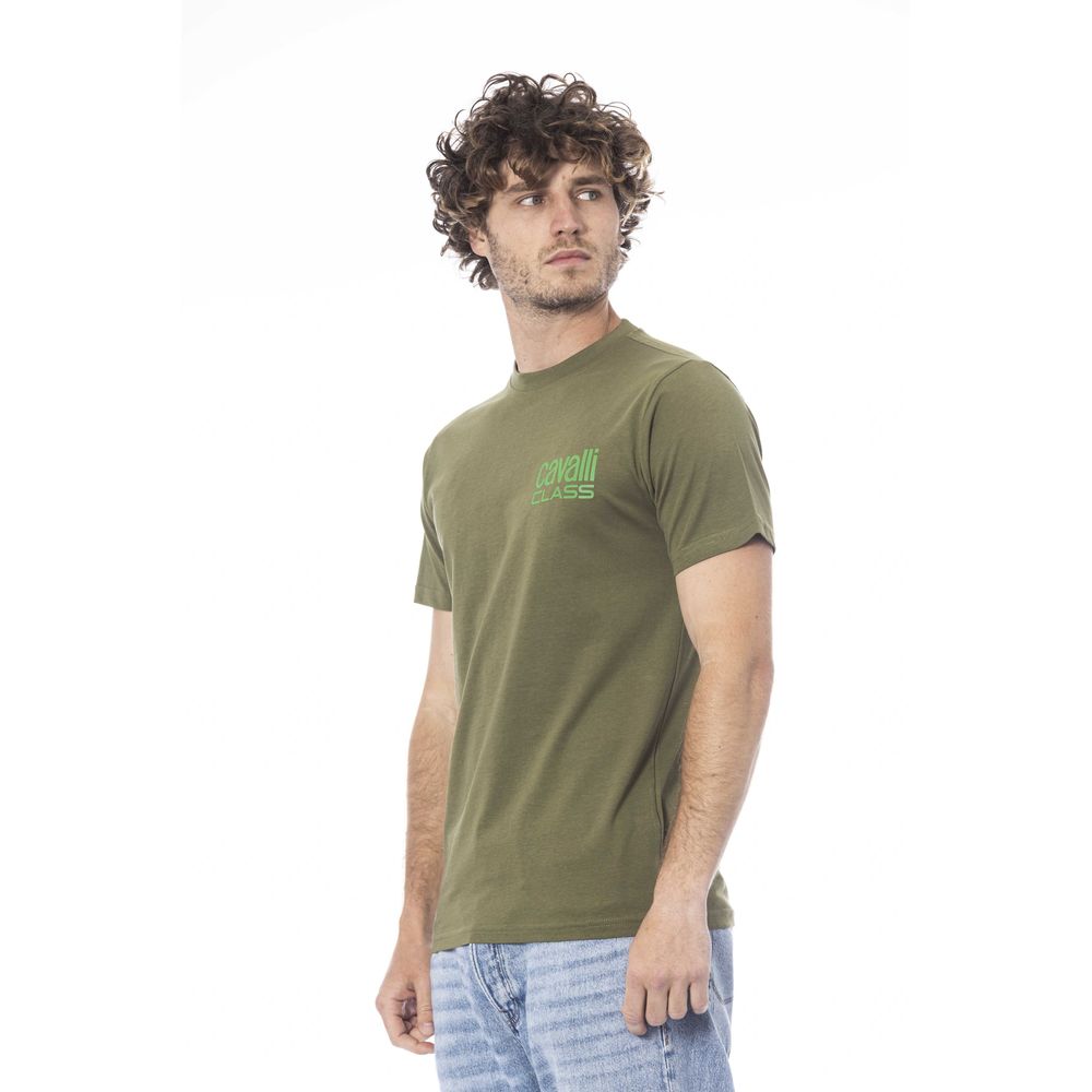 Cavalli Class Green Cotton Men T-Shirt Cavalli Class