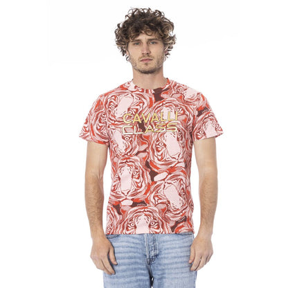 Cavalli Class Red Cotton Men T-Shirt Cavalli Class