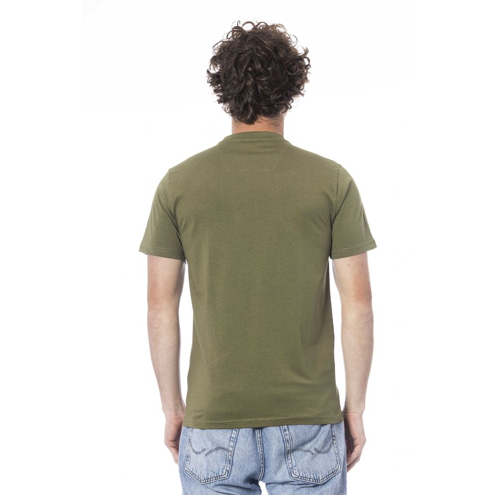 Cavalli Class Green Cotton Men T-Shirt Cavalli Class