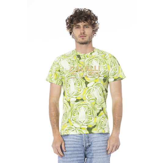 Cavalli Class Green Cotton Men T-Shirt Cavalli Class