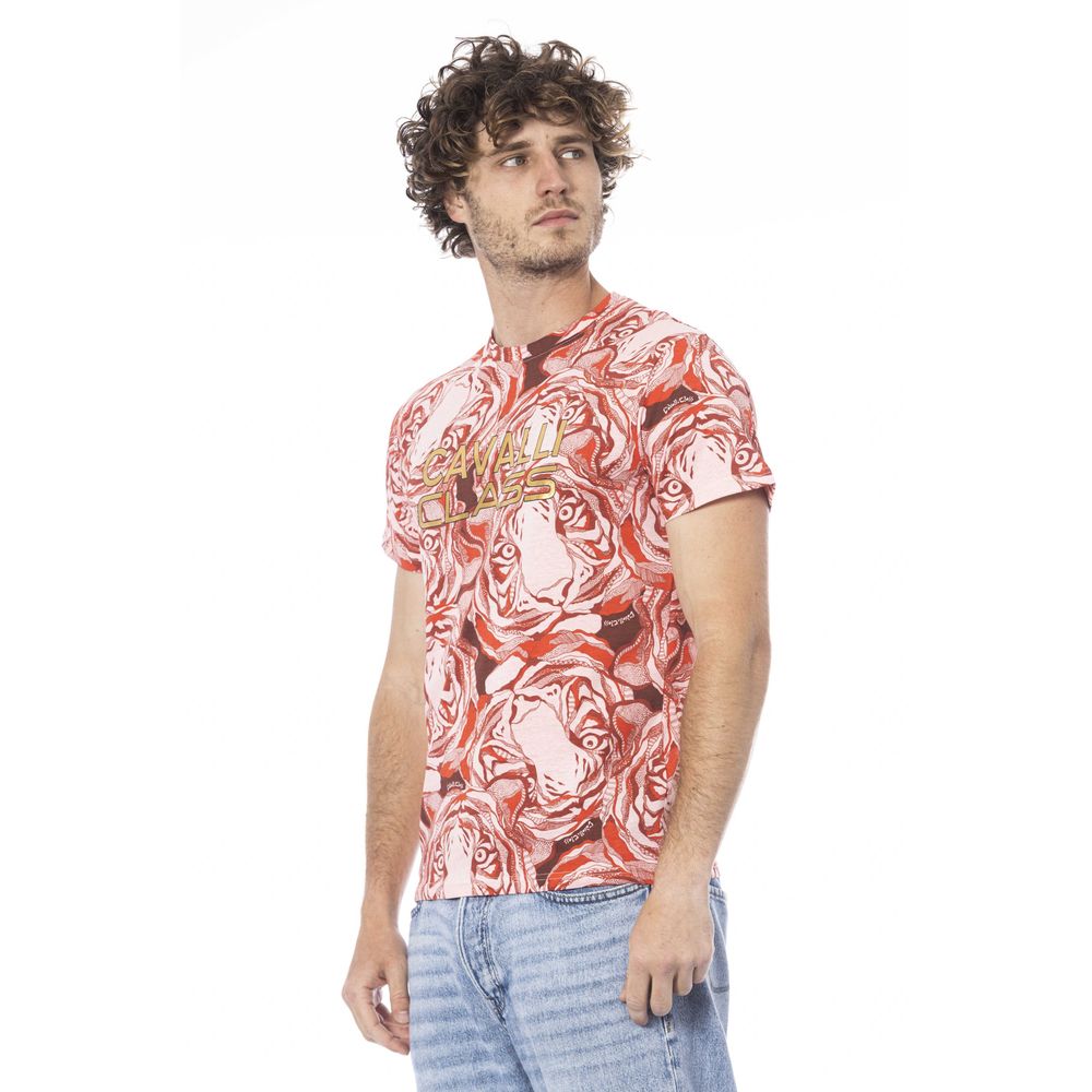 Cavalli Class Red Cotton Men T-Shirt Cavalli Class