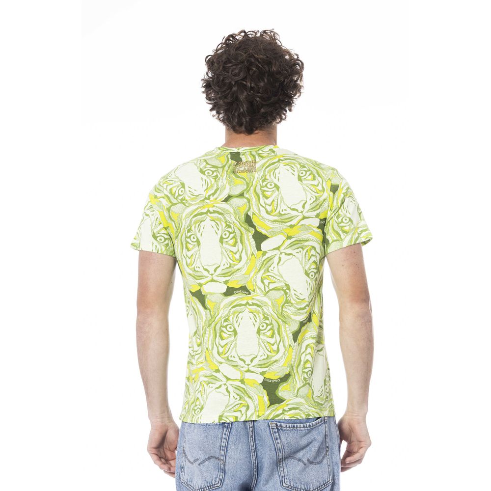 Cavalli Class Green Cotton Men T-Shirt Cavalli Class