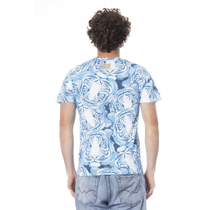 Cavalli Class Light Blue Cotton Men T-Shirt Cavalli Class