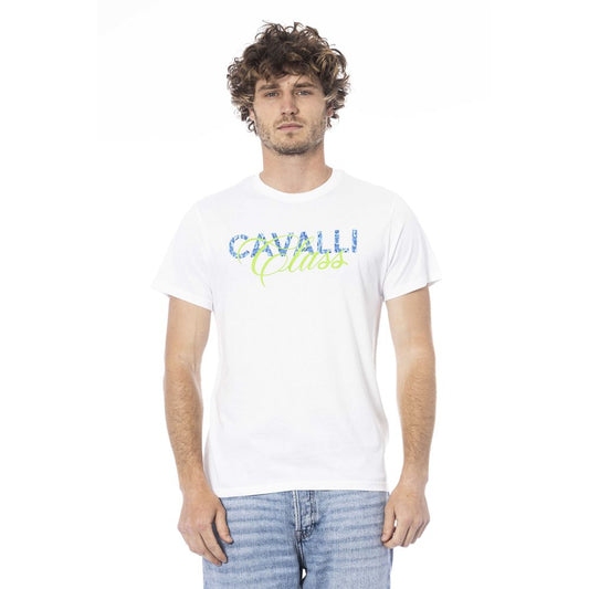 Cavalli Class White Cotton Men T-Shirt Cavalli Class