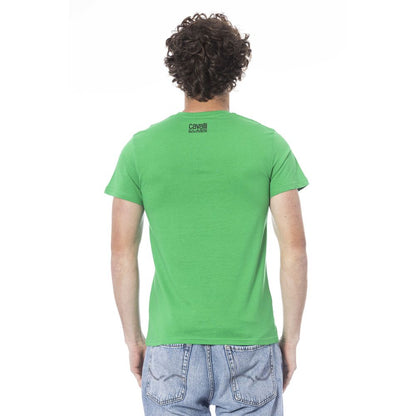 Cavalli Class Green Cotton Men T-Shirt Cavalli Class