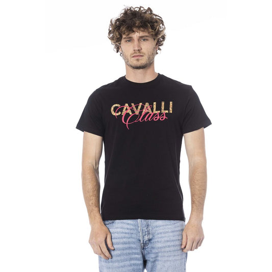 Cavalli Class Black Cotton Men T-Shirt Cavalli Class