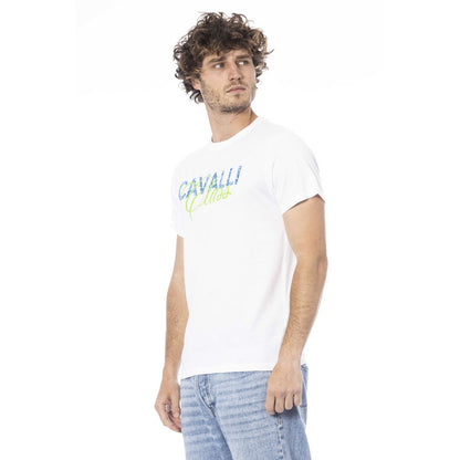 Cavalli Class White Cotton Men T-Shirt Cavalli Class