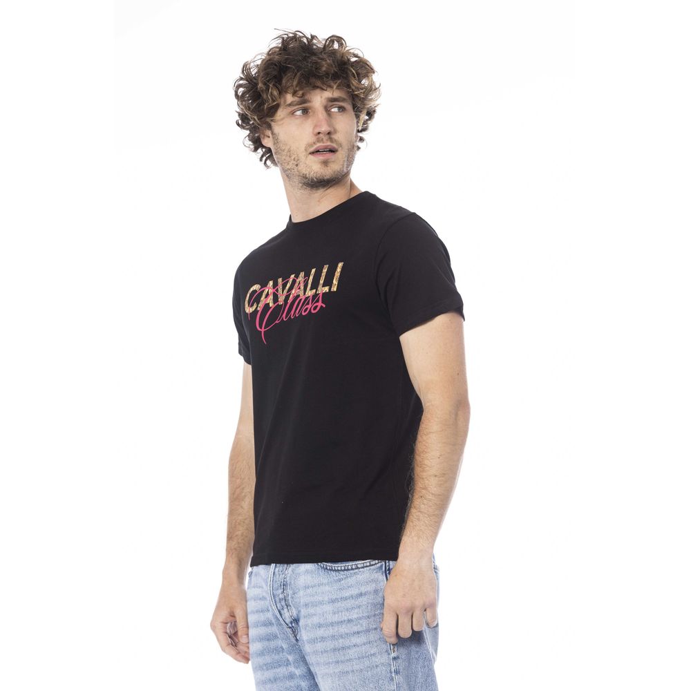 Cavalli Class Black Cotton Men T-Shirt Cavalli Class