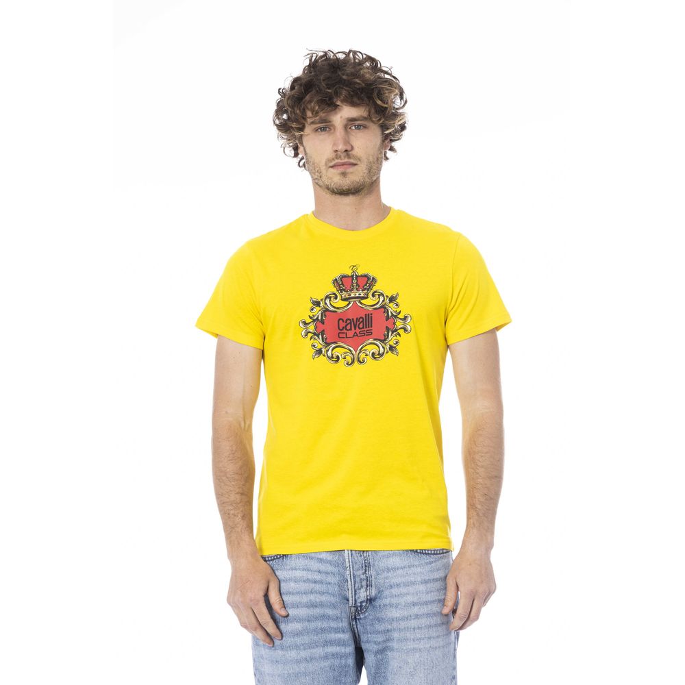 Cavalli Class Yellow Cotton Men T-Shirt Cavalli Class