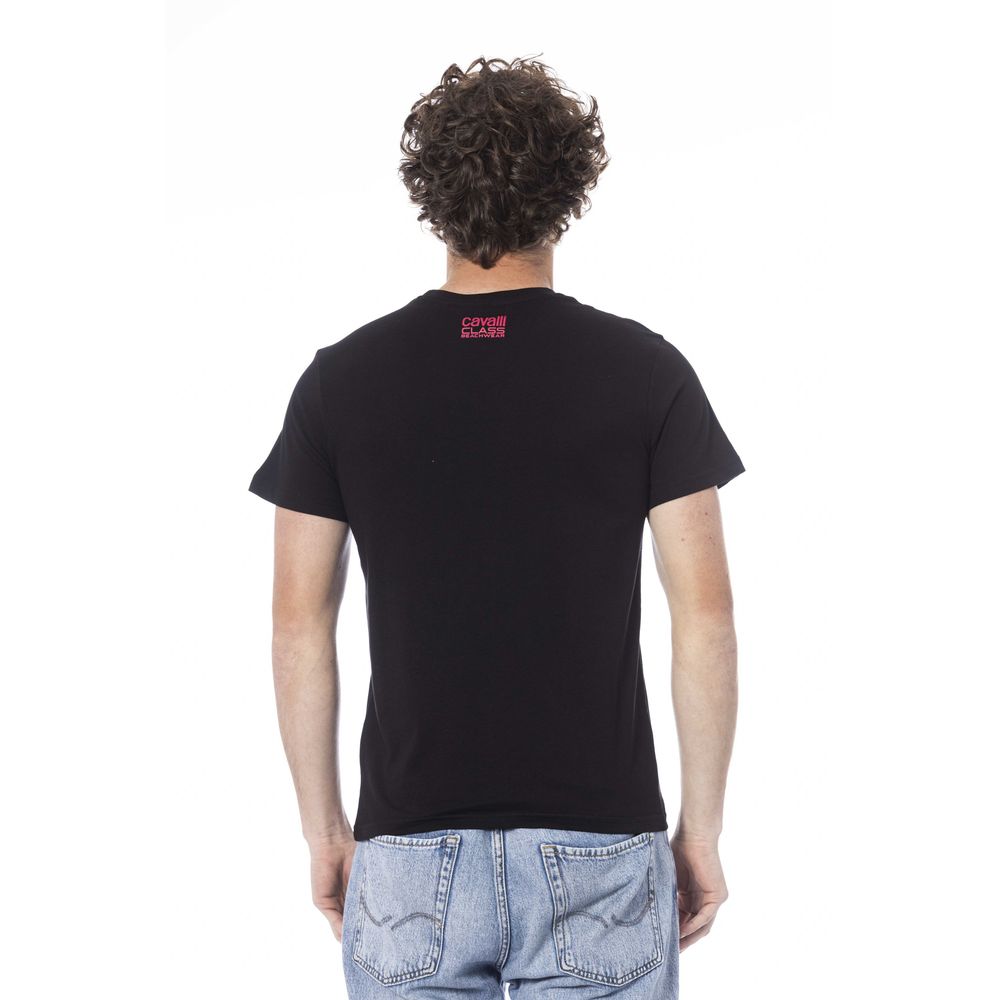 Cavalli Class Black Cotton Men T-Shirt Cavalli Class