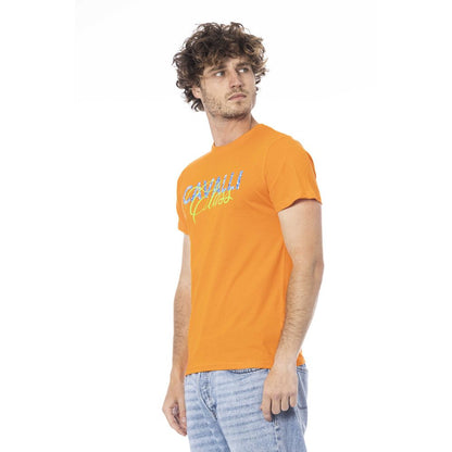 Cavalli Class Orange Cotton Men T-Shirt Cavalli Class