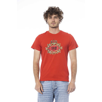 Cavalli Class Red Cotton Men T-Shirt Cavalli Class