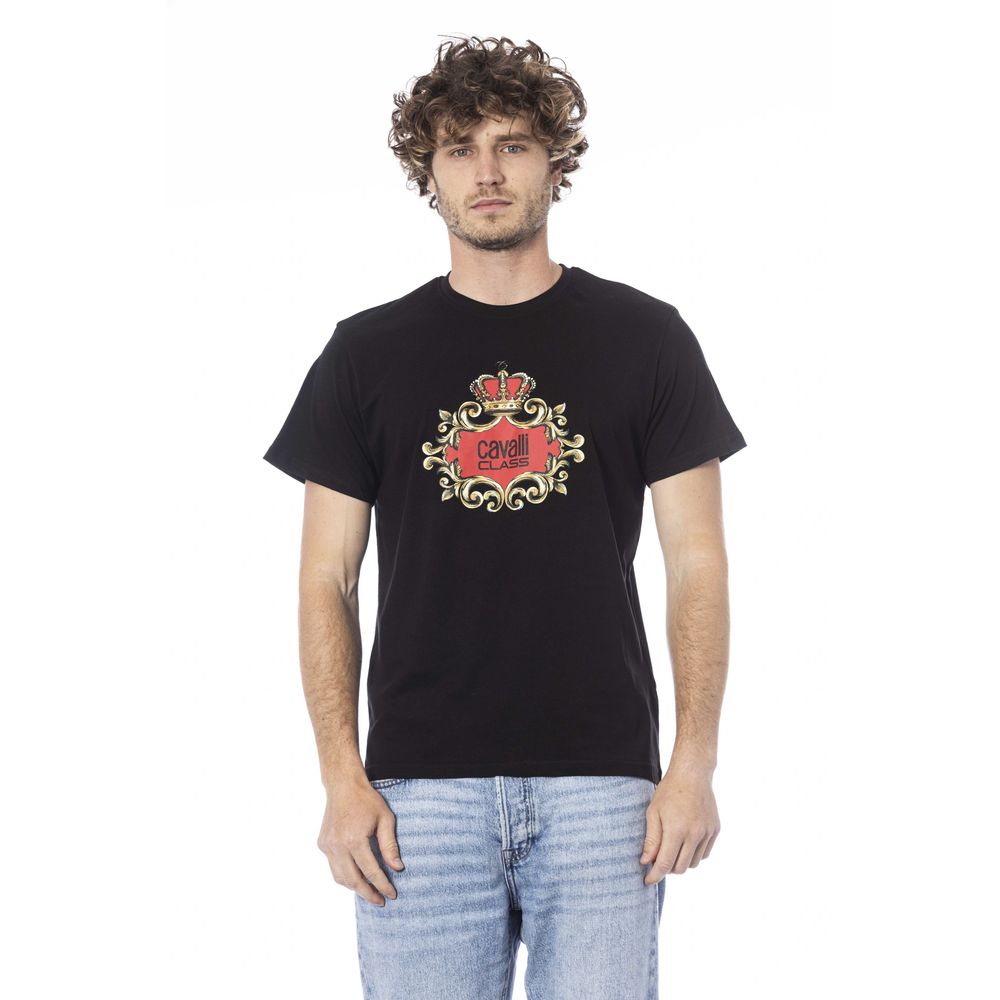 Cavalli Class Black Cotton Men T-Shirt Cavalli Class