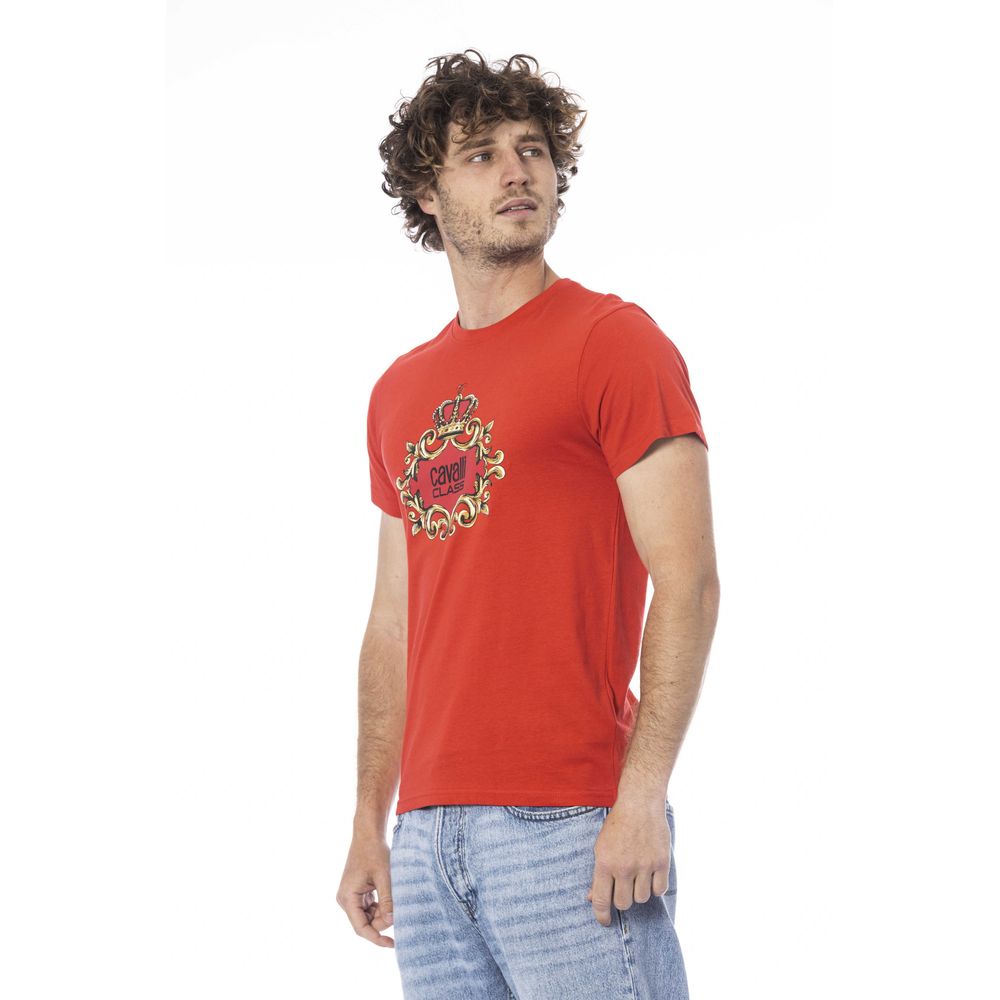 Cavalli Class Red Cotton Men T-Shirt Cavalli Class