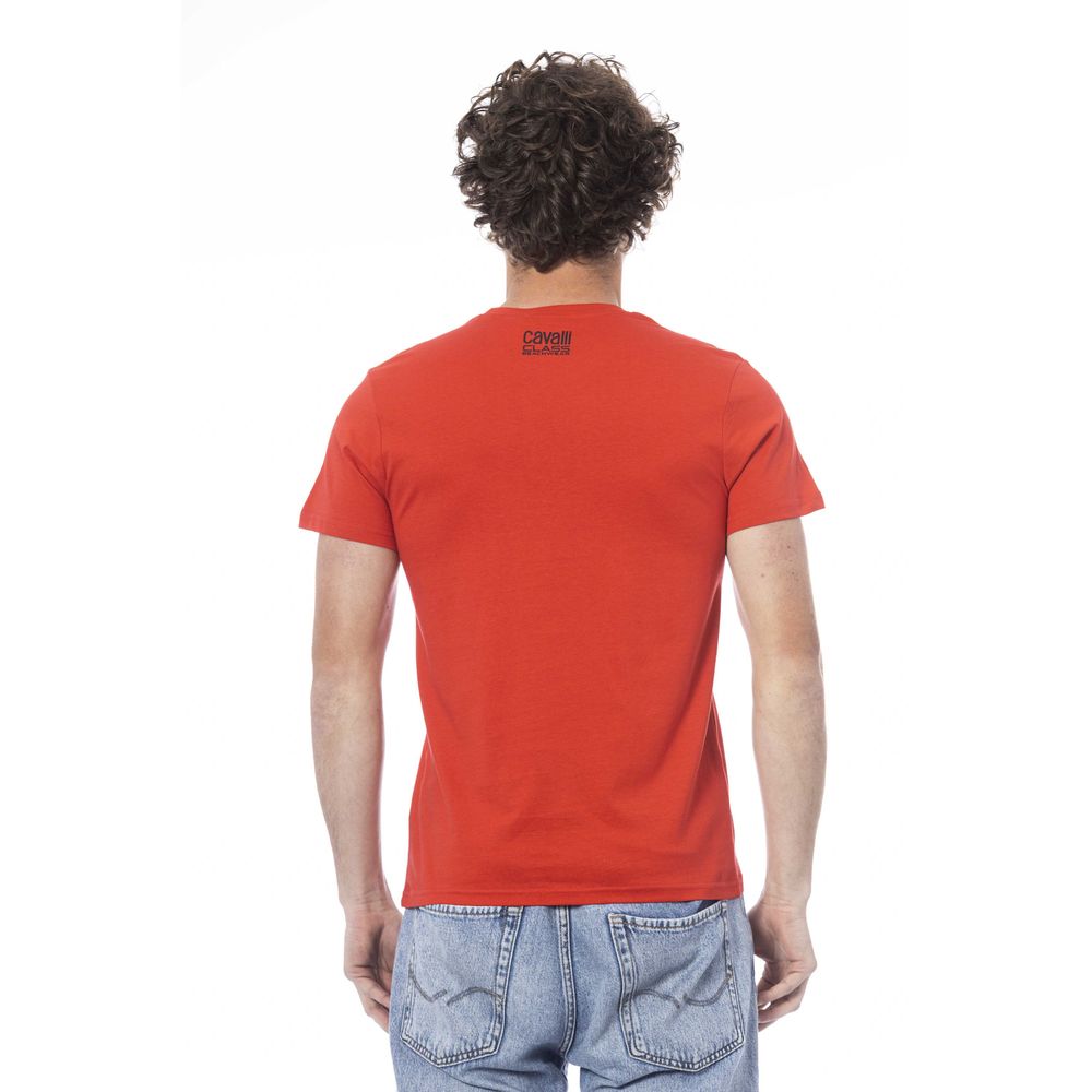 Cavalli Class Red Cotton Men T-Shirt Cavalli Class