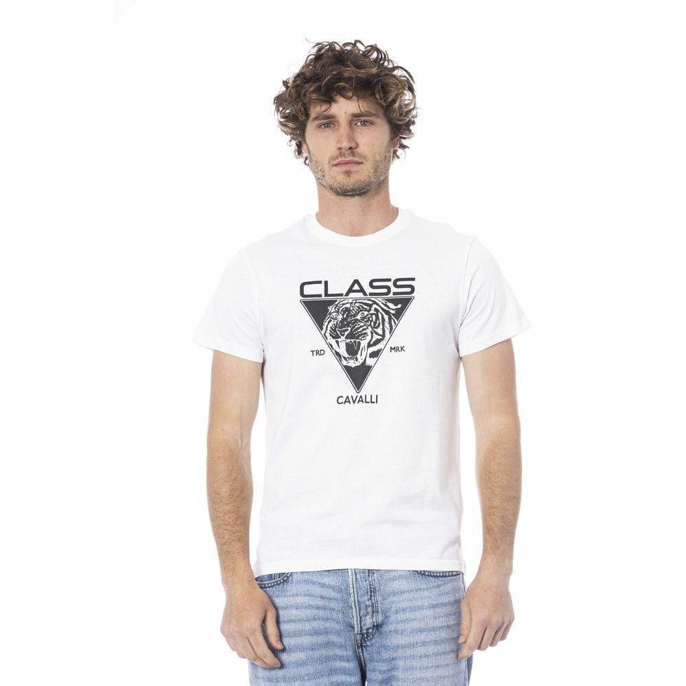 Cavalli Class White Cotton Men T-Shirt Cavalli Class