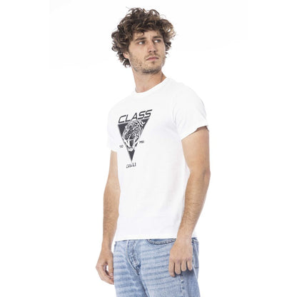 Cavalli Class White Cotton Men T-Shirt Cavalli Class