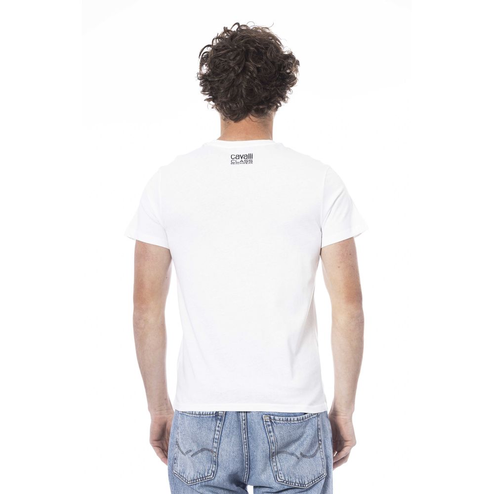 Cavalli Class White Cotton Men T-Shirt Cavalli Class